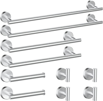 10-Pieces Bathroom Hardware Set. Includes 24 Inch Towel Racks for Bathroom Wall Mounted. Toilet Paper Holder. Towel Hooks for Bathrooms. Towel Rings for Bathroom Wall (Matte Black)